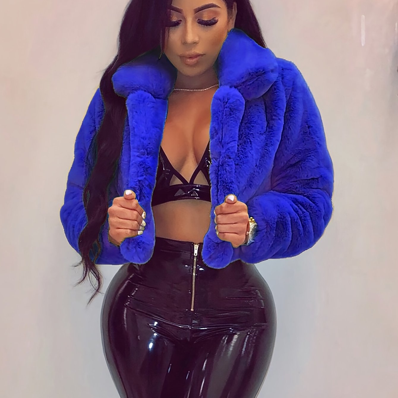 Cozy Chic Faux Fur Collar Cardigan Jacket