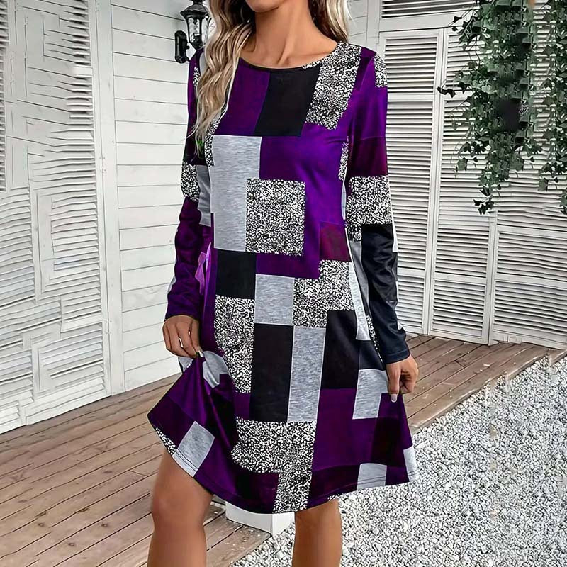 Women's Round Neck Long Sleeve Dress