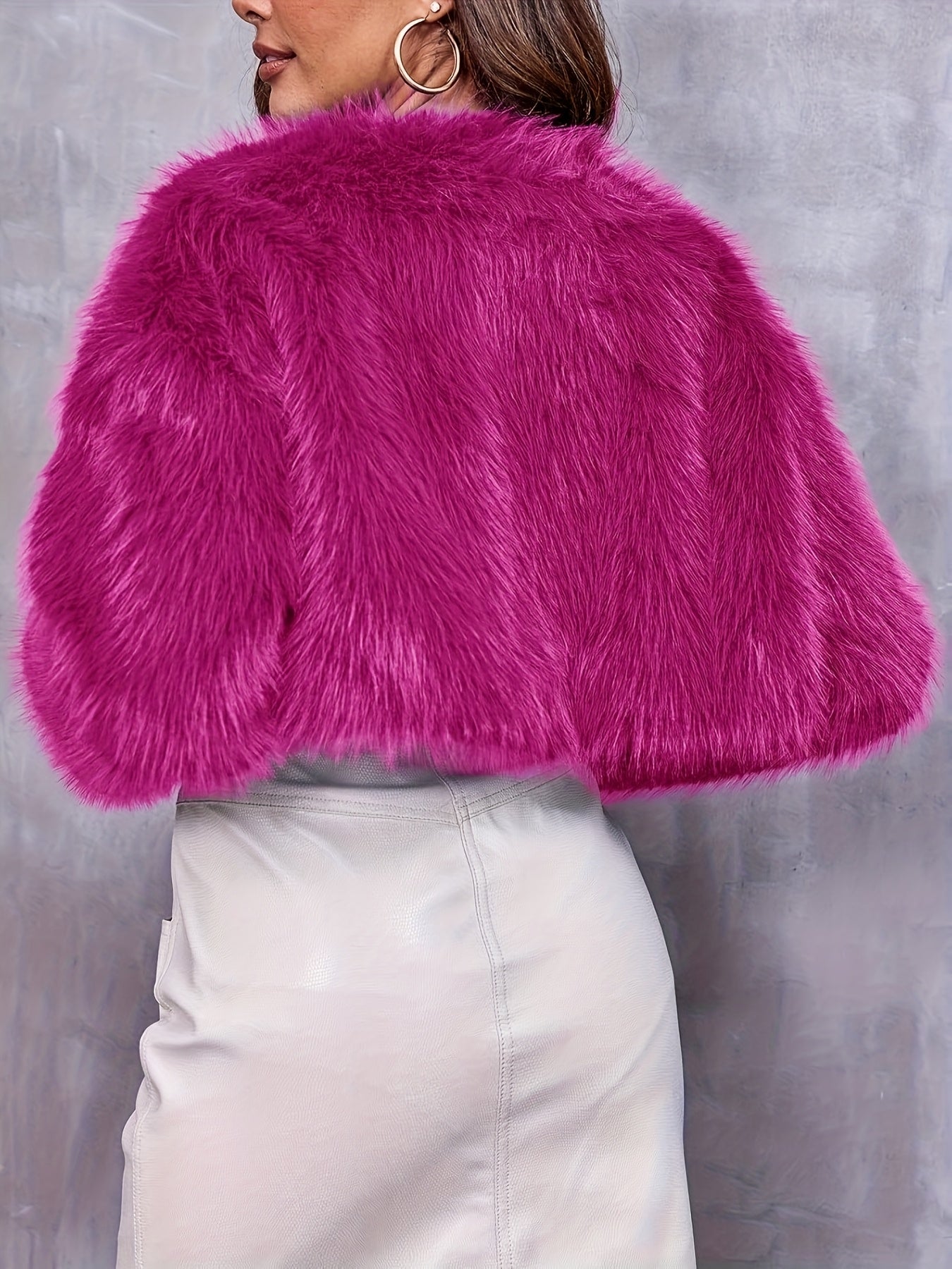 Elegant Faux Fur Cropped Jacket