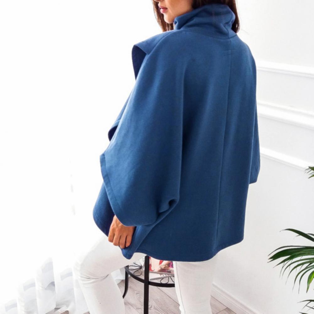 High Neck Batwing Crossed Poncho Cloak Cape Solid Batwing Sleeve Hoodies