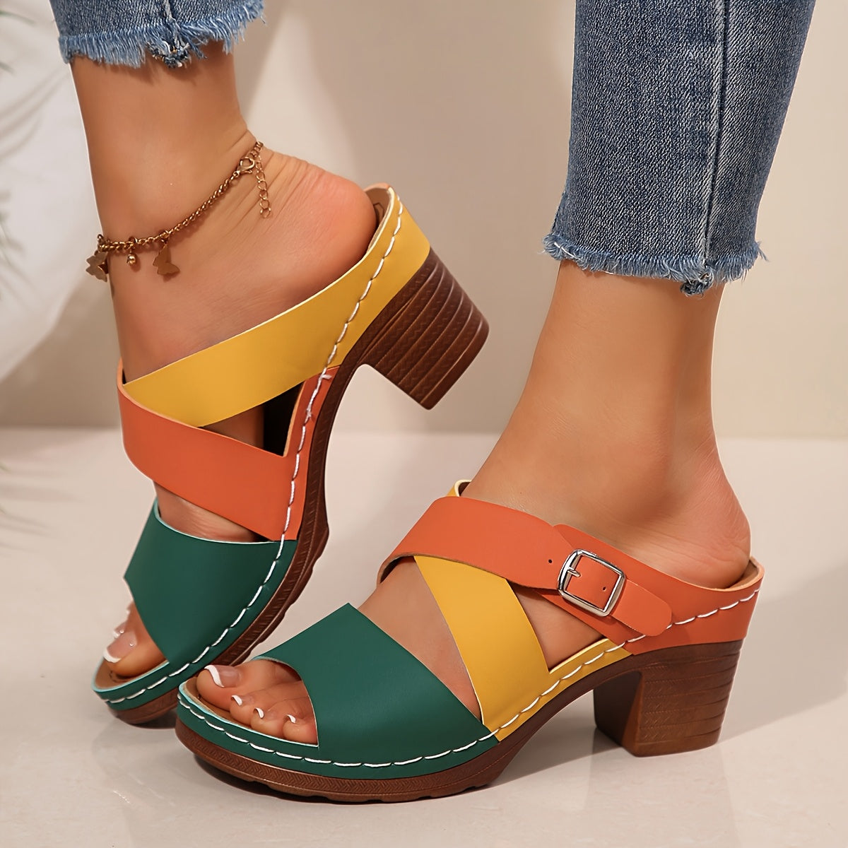 Comfy Non Slip Vibrant Contrasting Sandals