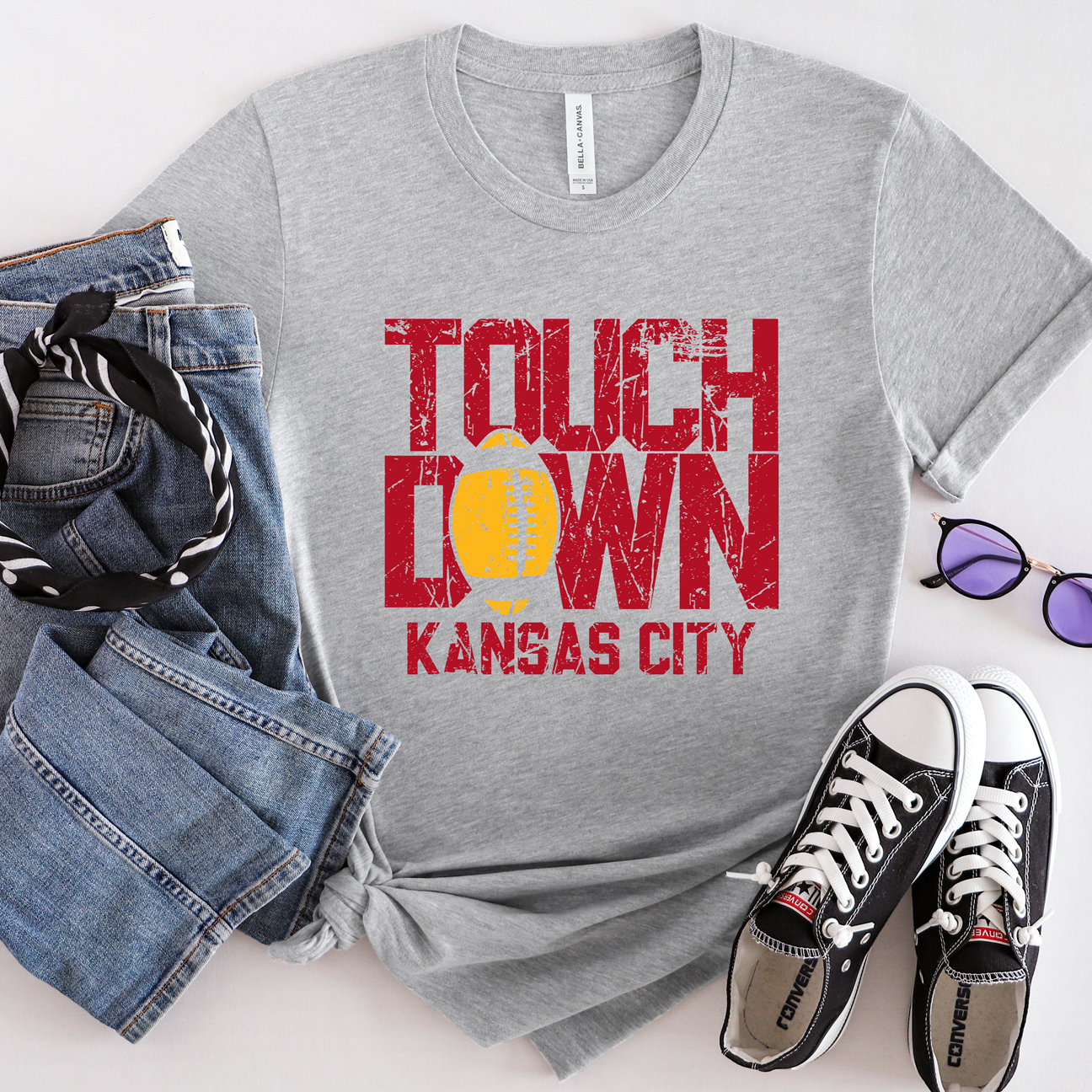 Touchdown Kansas City Distressed Tee or Sweatshirt