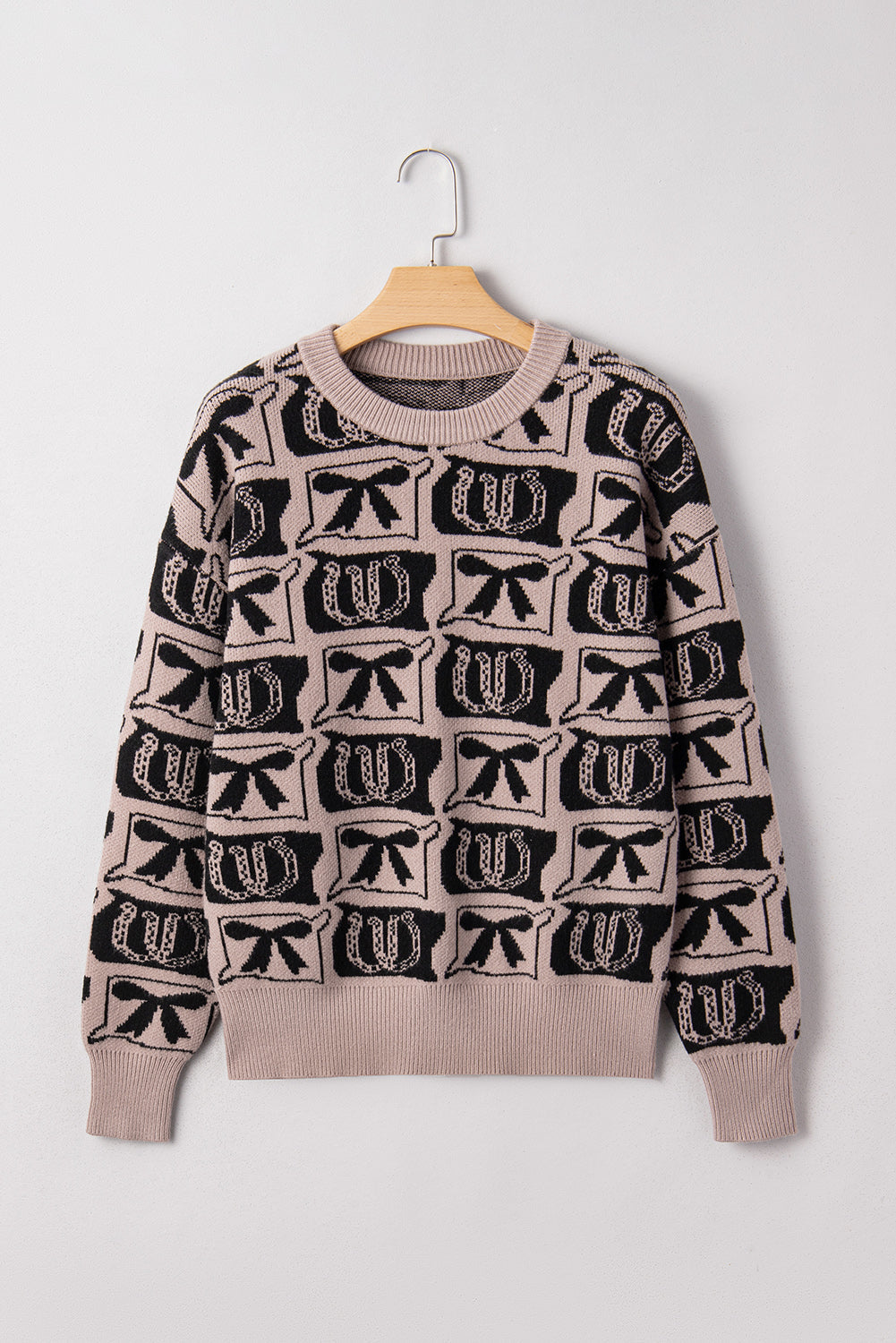Western Bows & Horseshoes Long Sleeve Sweater