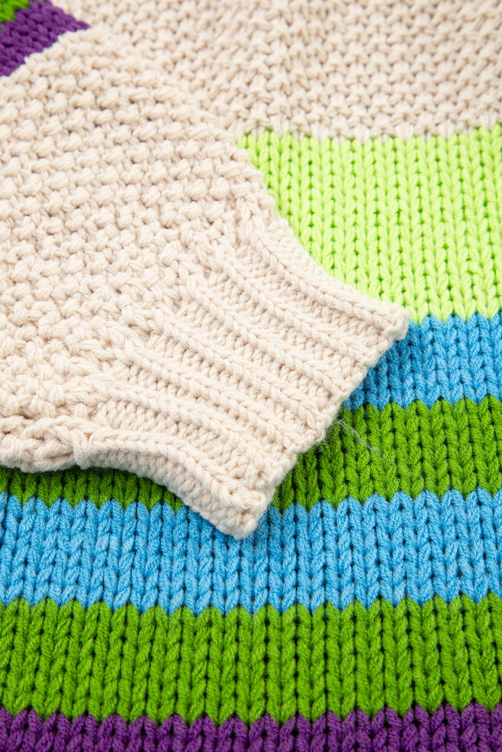 Plus Size Colorblock Crochet Open Front Cardigan