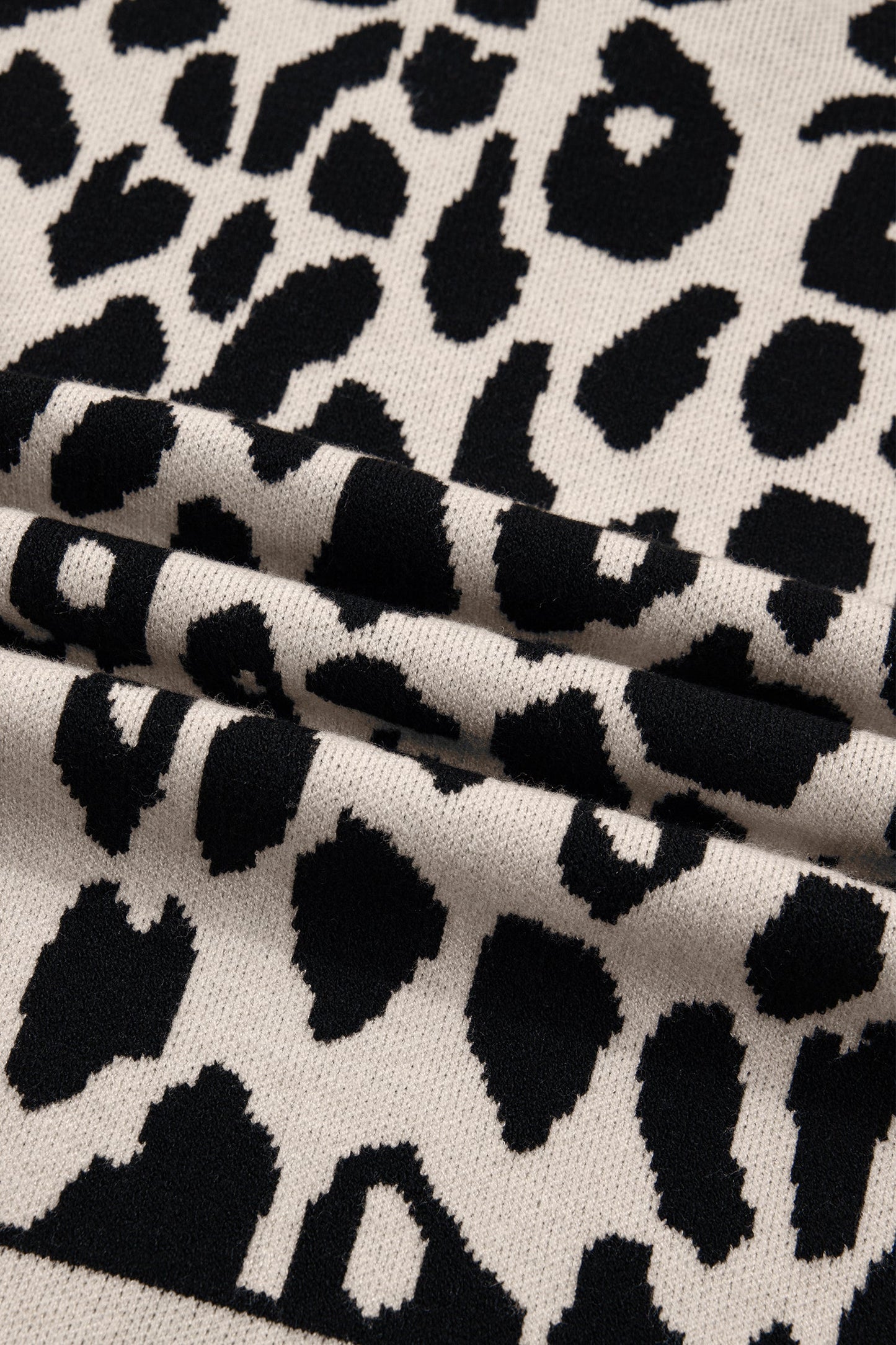 Leopard Mock Neck Short Sleeve Sweater