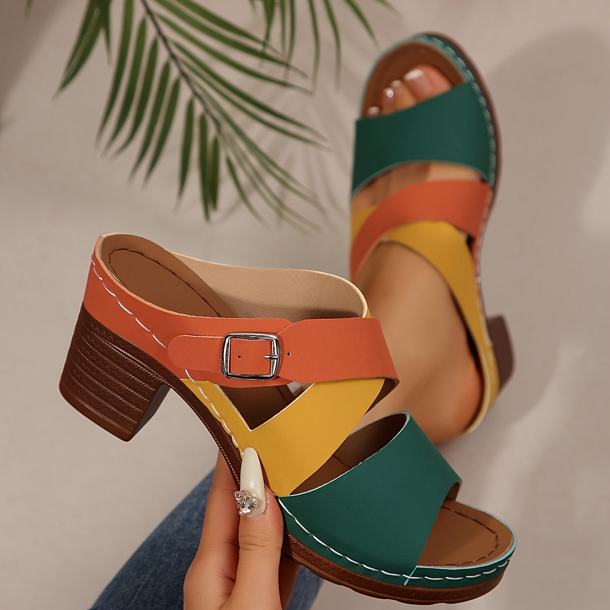 Comfy Non Slip Vibrant Contrasting Sandals
