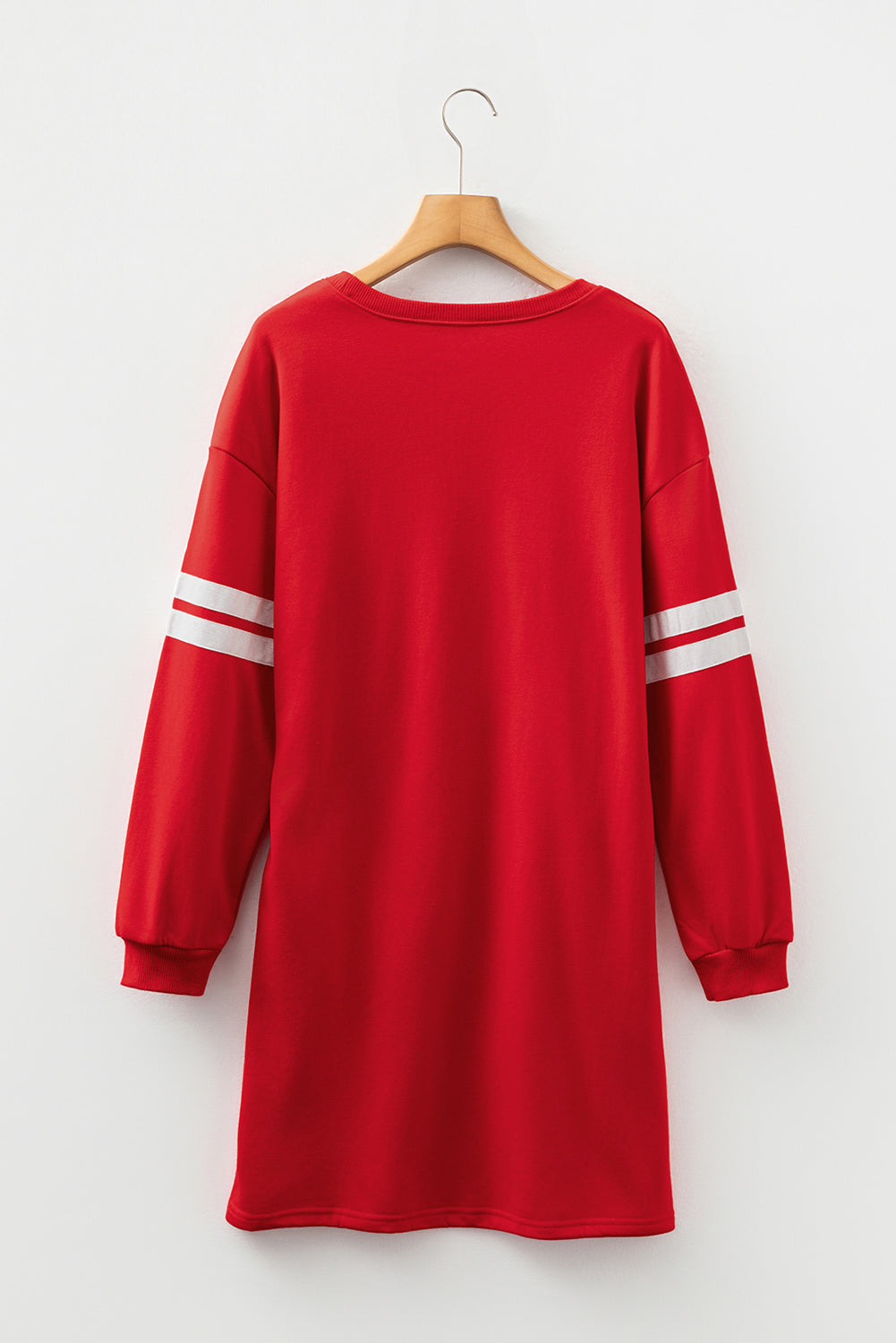 Varsity Stripe Banded Sleeve Sweatshirt Dress