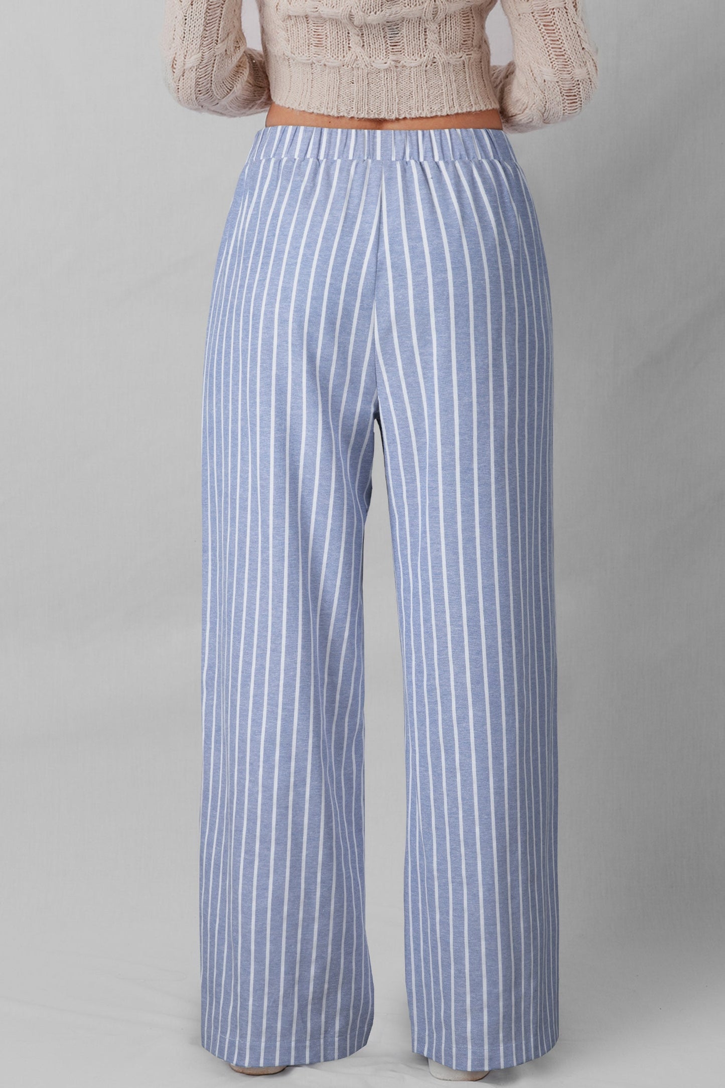 Stripe Buttoned Wide Leg Pants