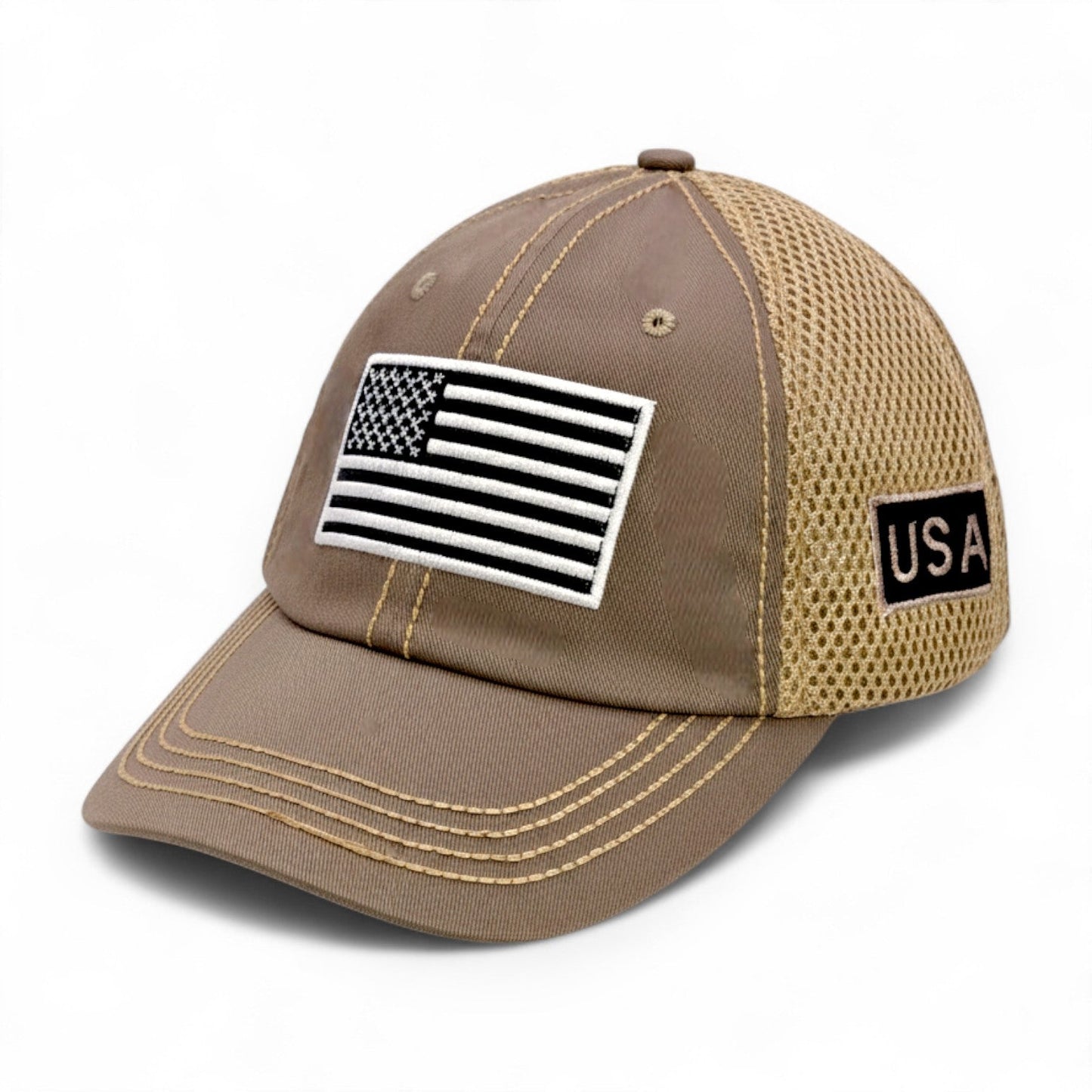 USA Tactical Trucker Cap – Double Mesh Back American Flag Hat