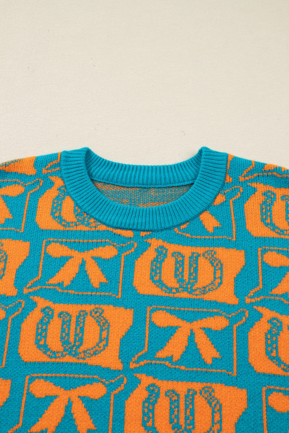 Western Bows & Horseshoes Long Sleeve Sweater