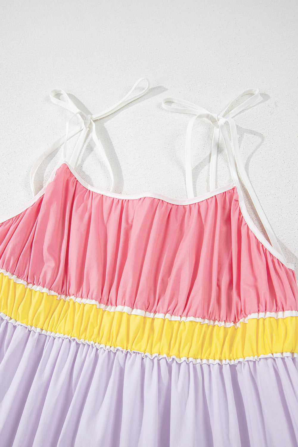 Colorblock Self-Tie Straps Pocketed Flowy Maxi Dress