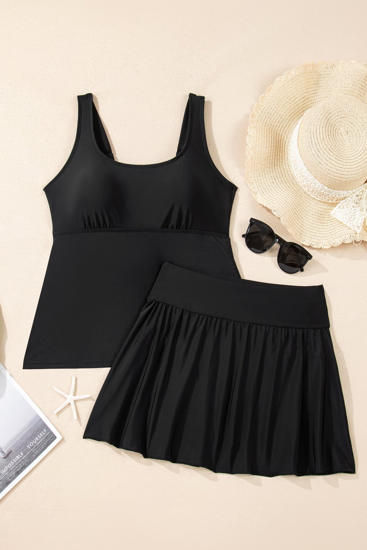 Colorblock Tankini Top and Skort Swim Set