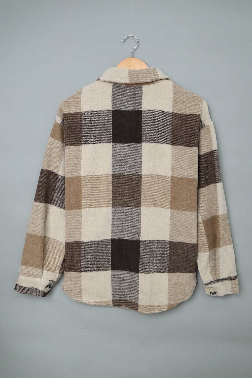 Plaid Button-Up Long Sleeve Pocketed Shacket