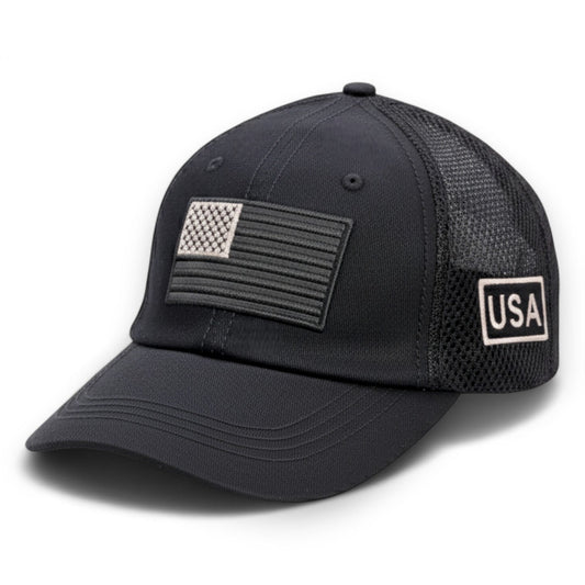 USA Tactical Trucker Cap – Double Mesh Back American Flag Hat