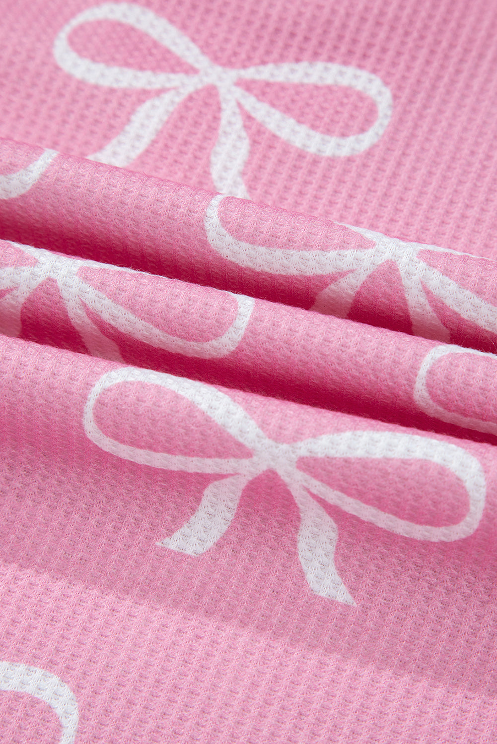 Valentine Bow Waffle Knit T-Shirt and Shorts Set