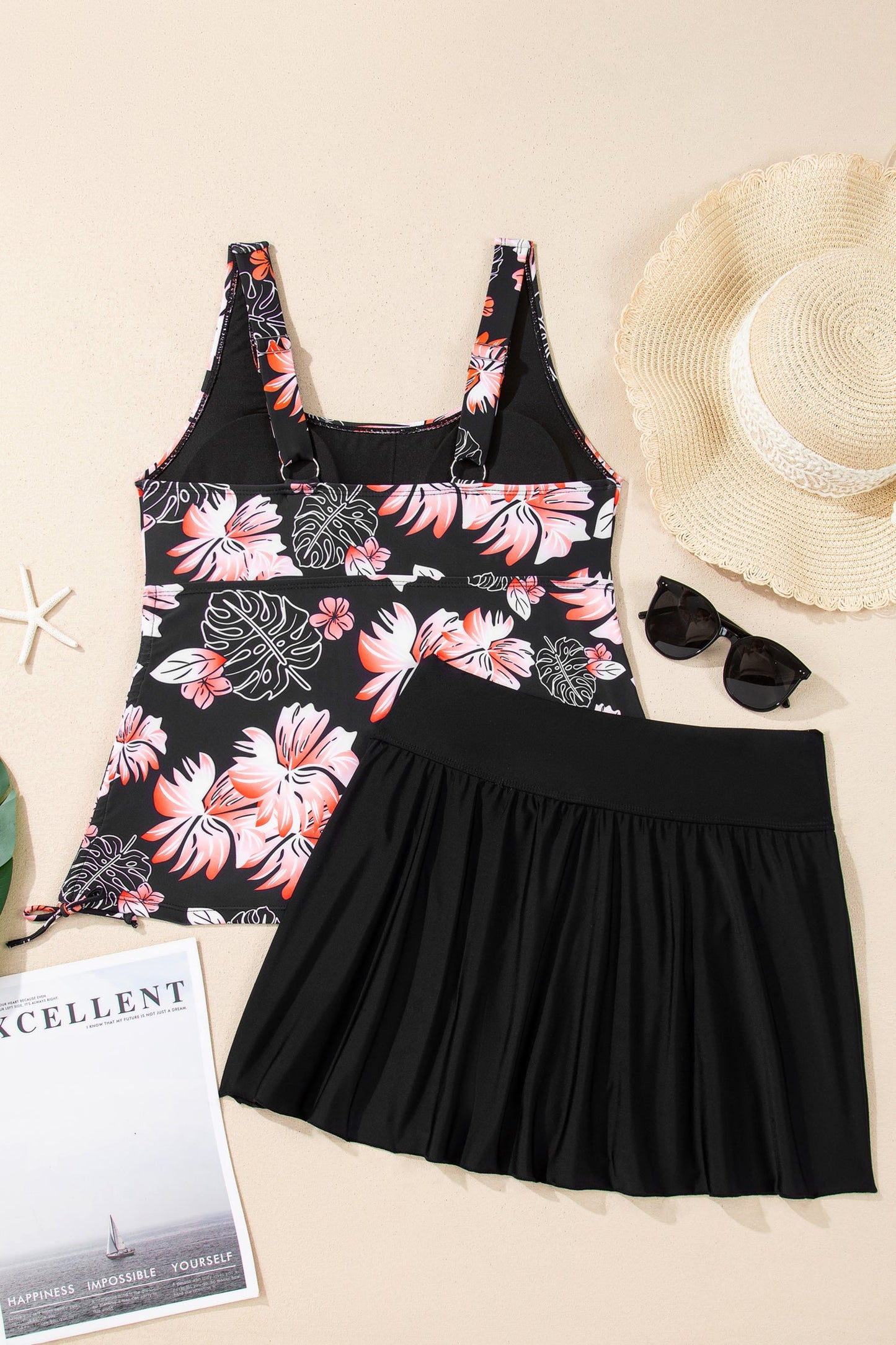 Colorblock Tankini Top and Skort Swim Set