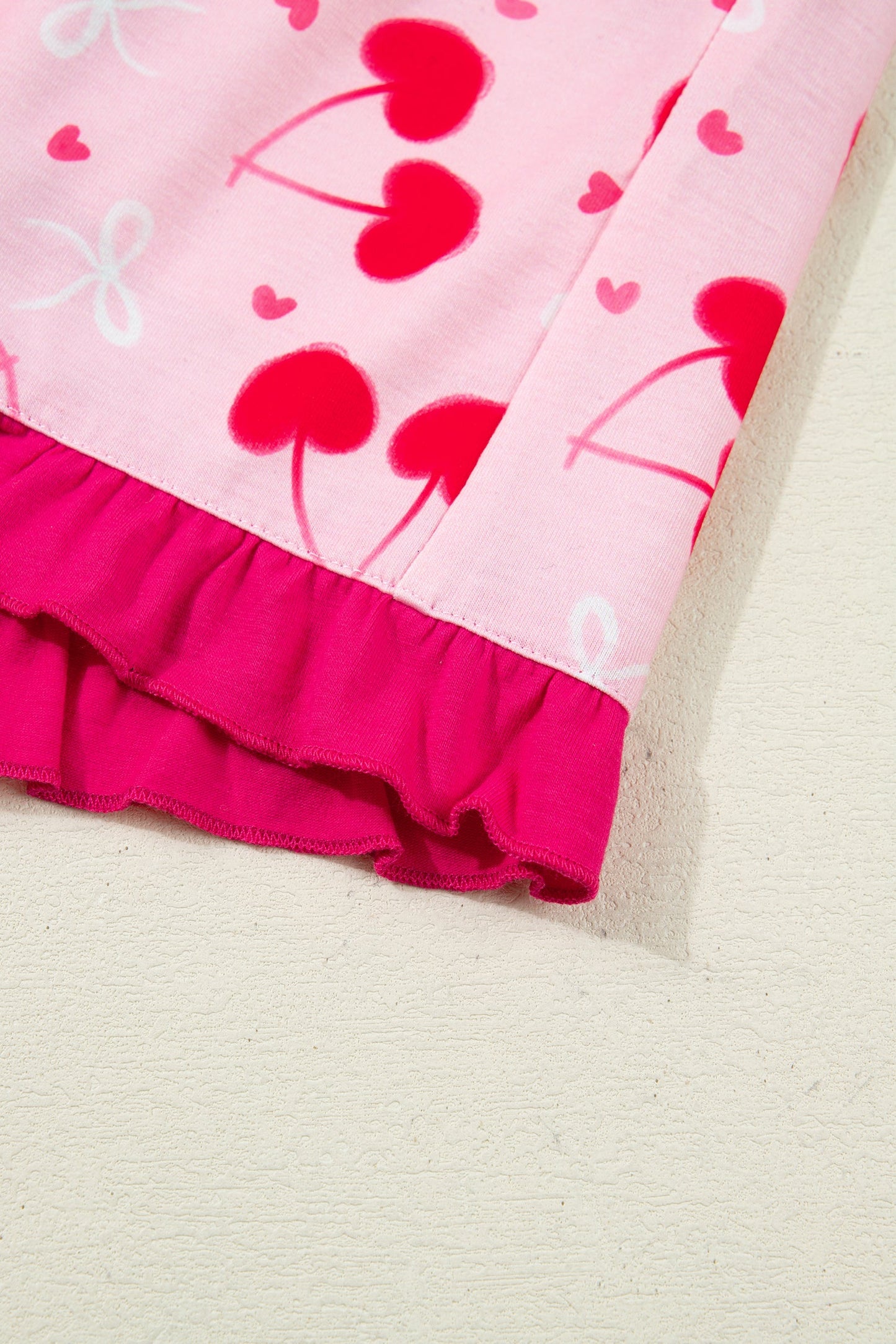 Cherry Bow Tie Top and Shorts Pajama Set