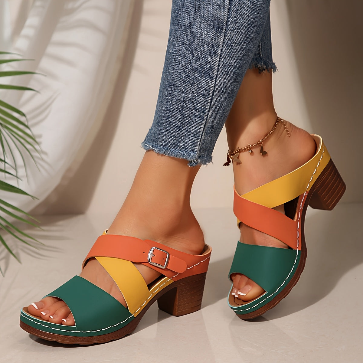 Comfy Non Slip Vibrant Contrasting Sandals