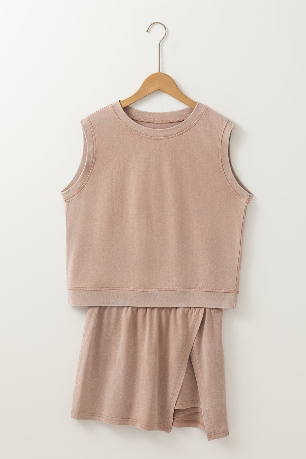 Mineral Wash Tank Top and Lined Split Skirt Set