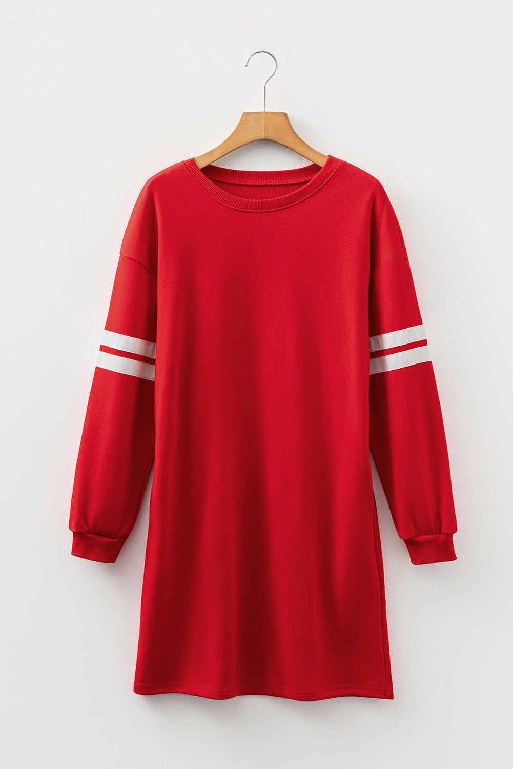 Varsity Stripe Banded Sleeve Sweatshirt Dress