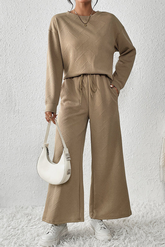 Textured Top and Pants Set