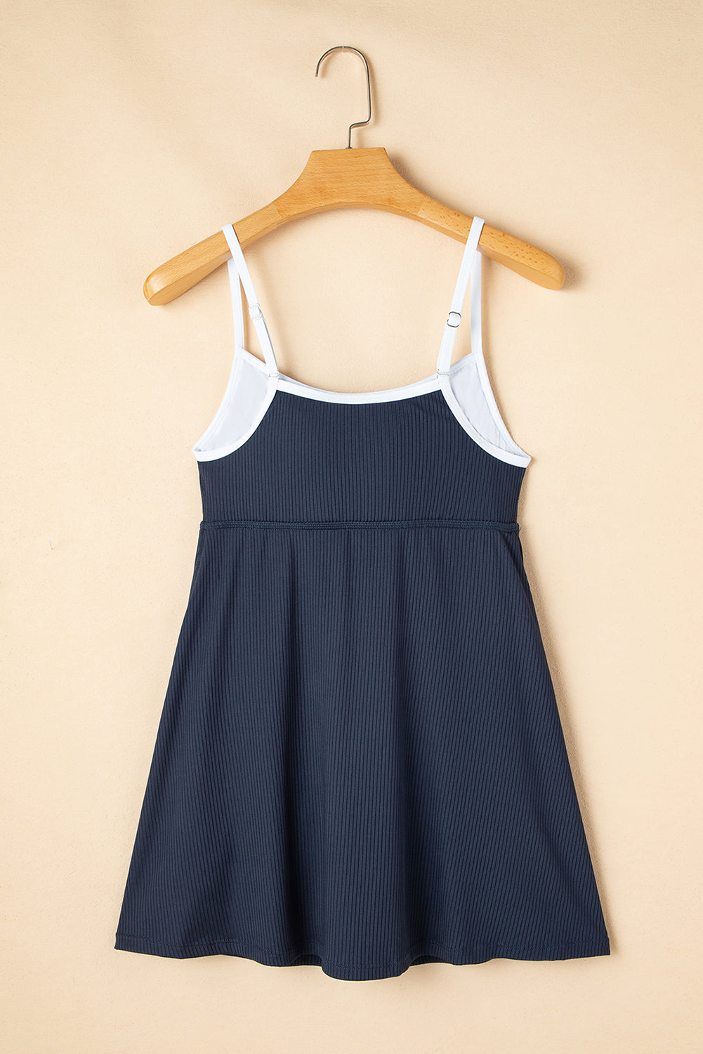 Contrast Trim Ribbed Lined Swim Dress w/ Pockets