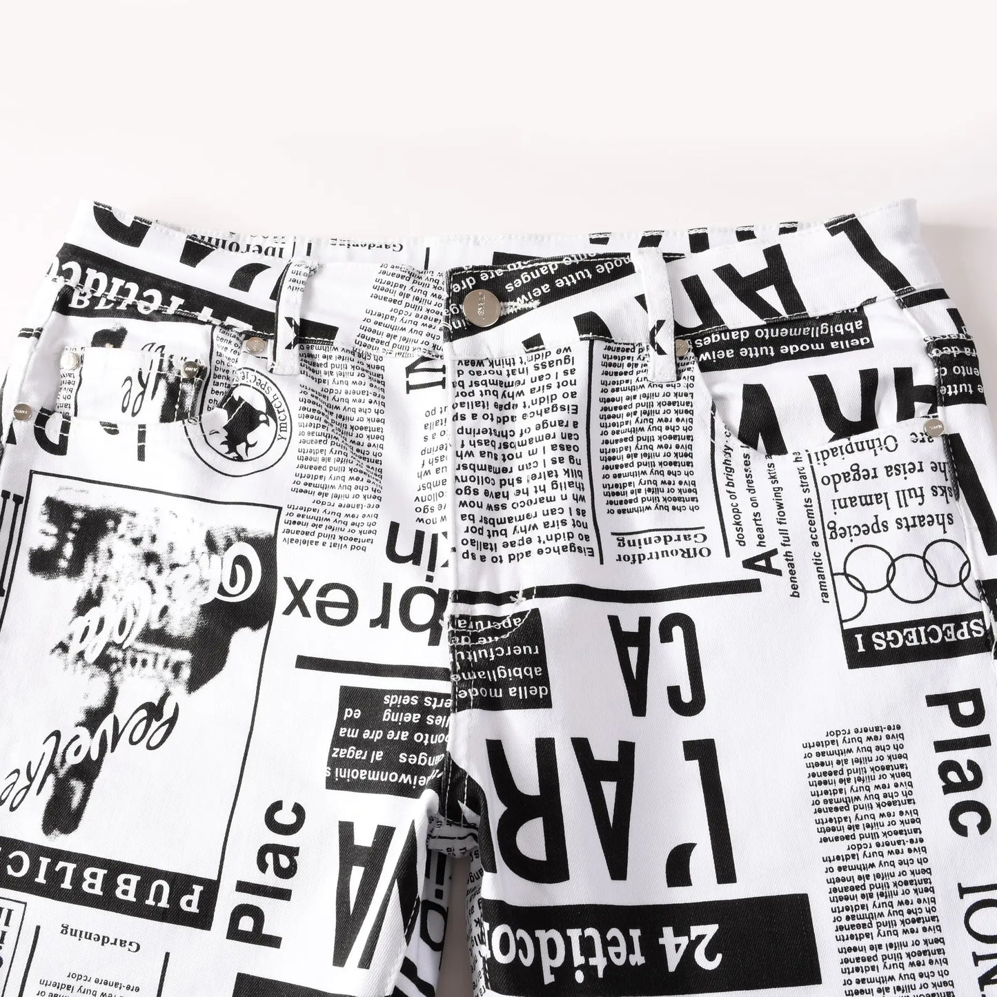 Trendy Asymmetric Printed Denim Pants for Men