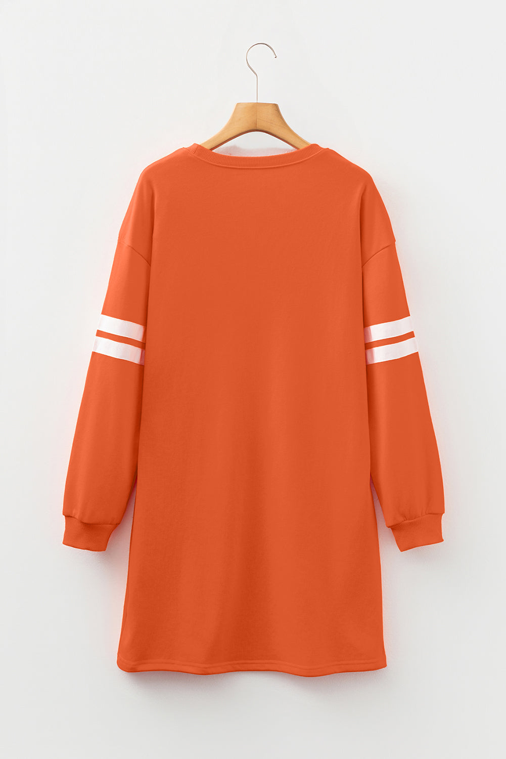 Varsity Stripe Banded Sleeve Sweatshirt Dress