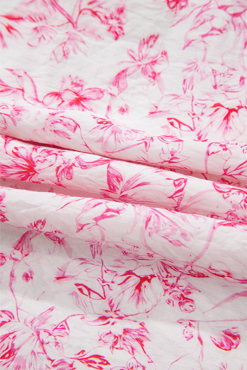 Floral Bow-Back Square Neck Ruffle Sleeve Blouse