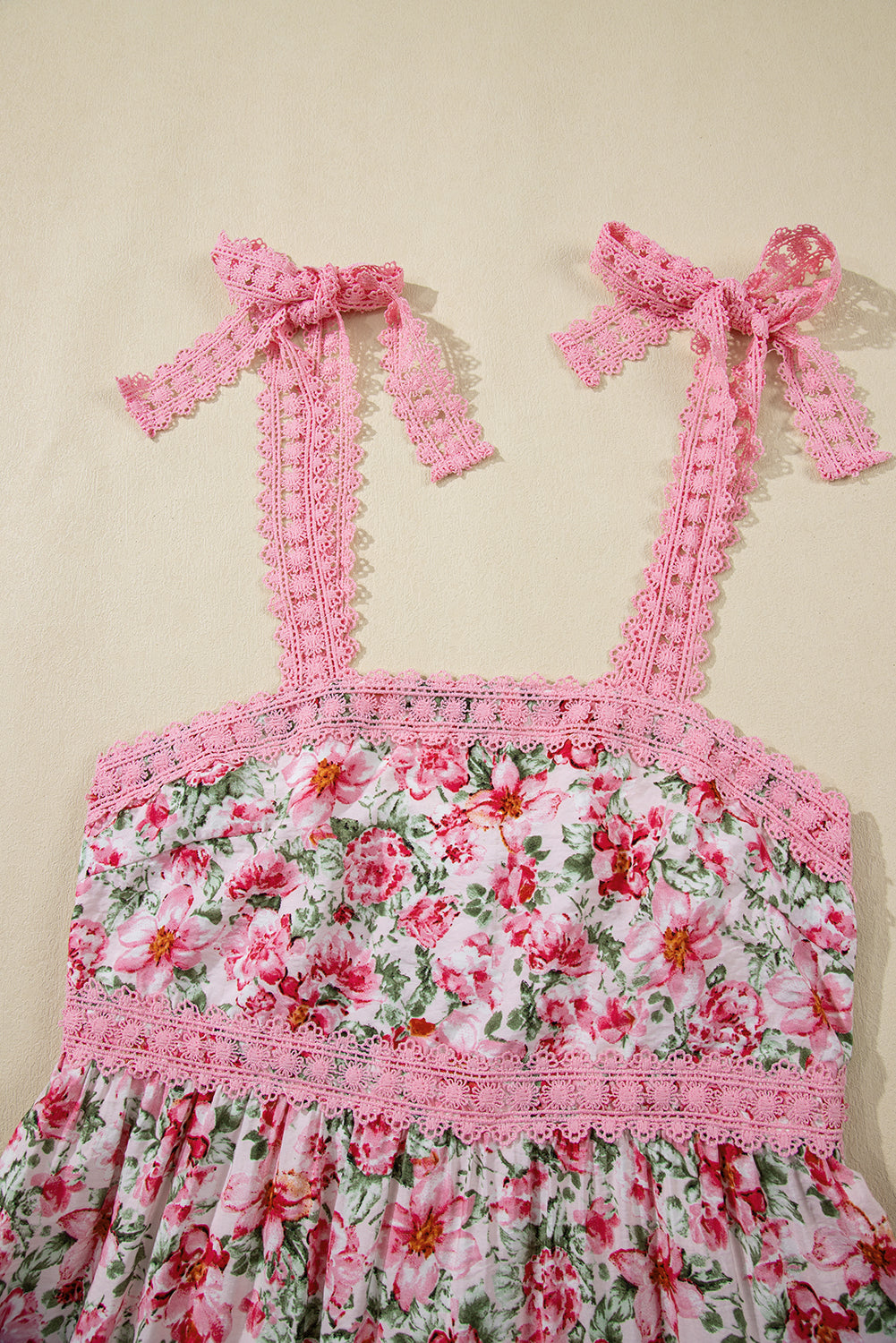 Floral Lace Tied-Strap Empire Waist Maxi Dress