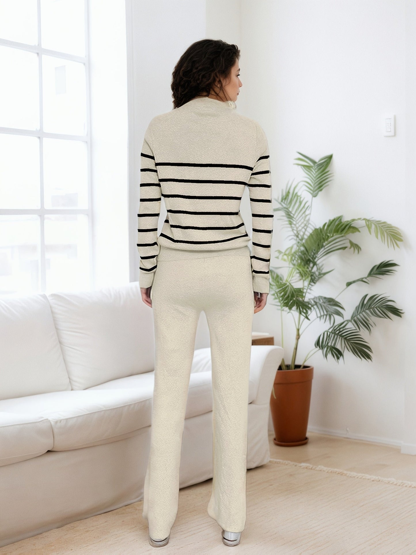 Plus Size Style Striped Knit Set