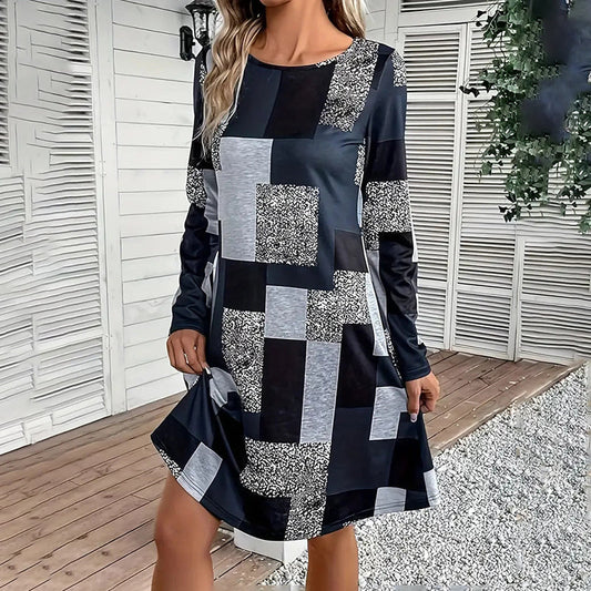 Women's Round Neck Long Sleeve Dress