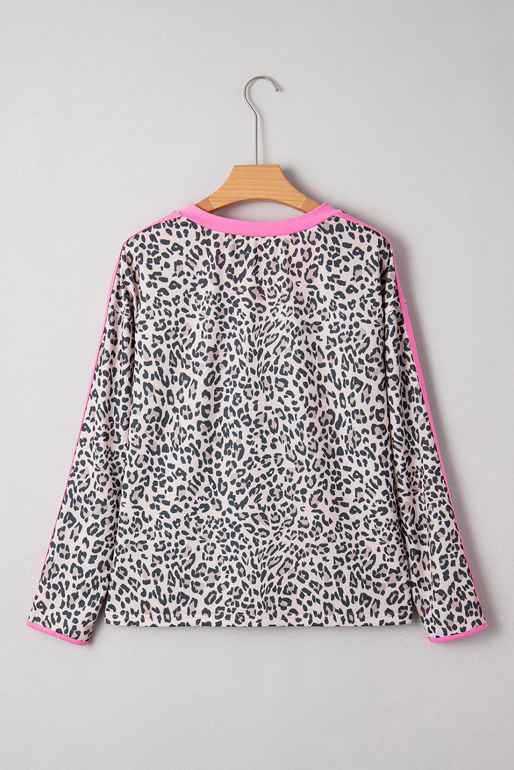 Leopard Varsity Stripe V-Neck Long Sleeve Top