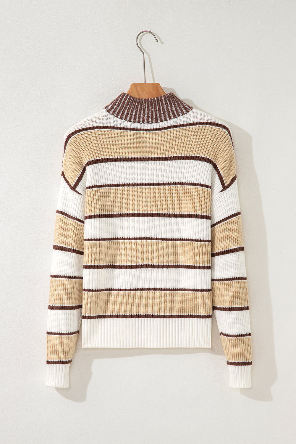 Stripe Half-Zip Drop Shoulder Sweater