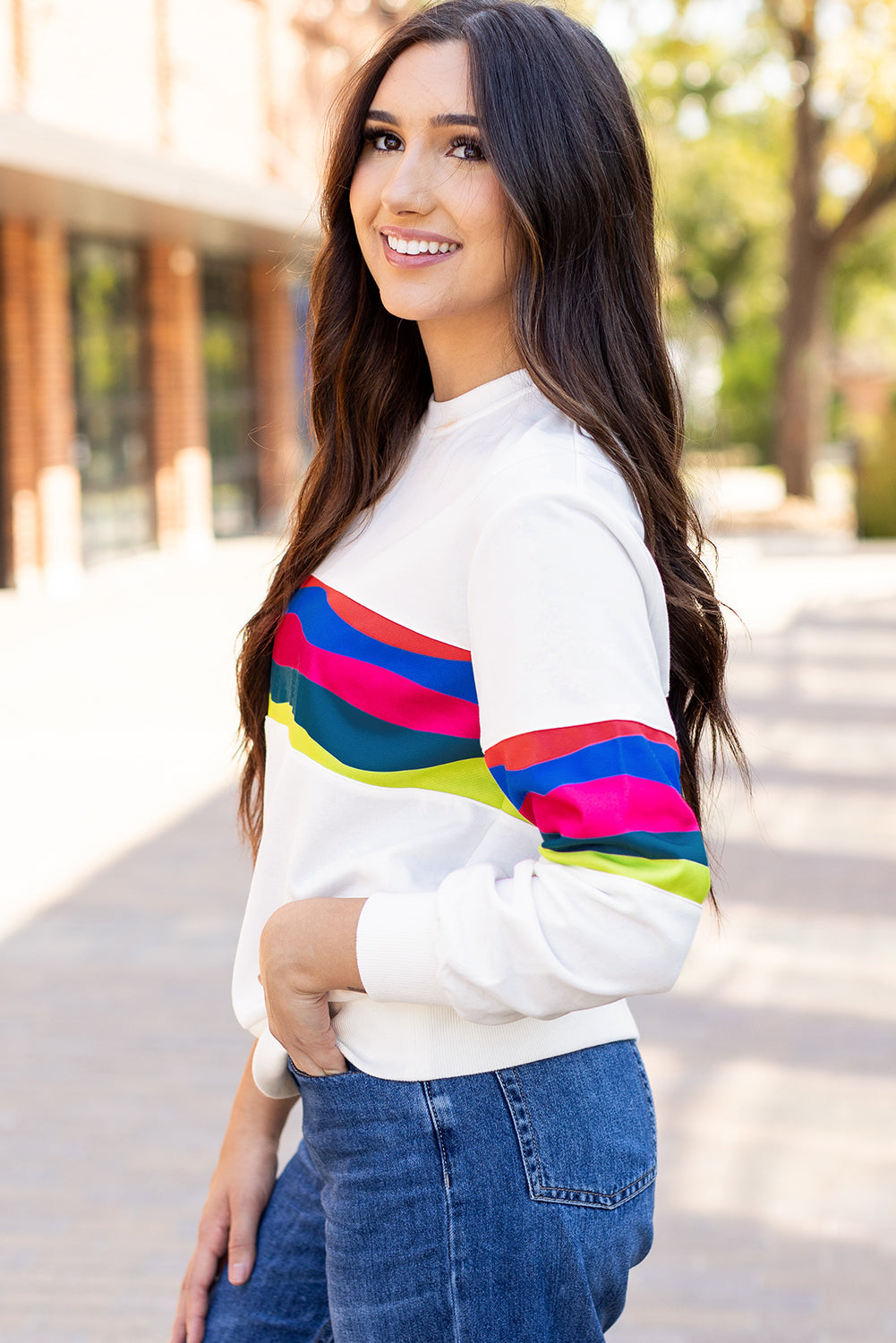 Stripe Patchwork Long Sleeve Top