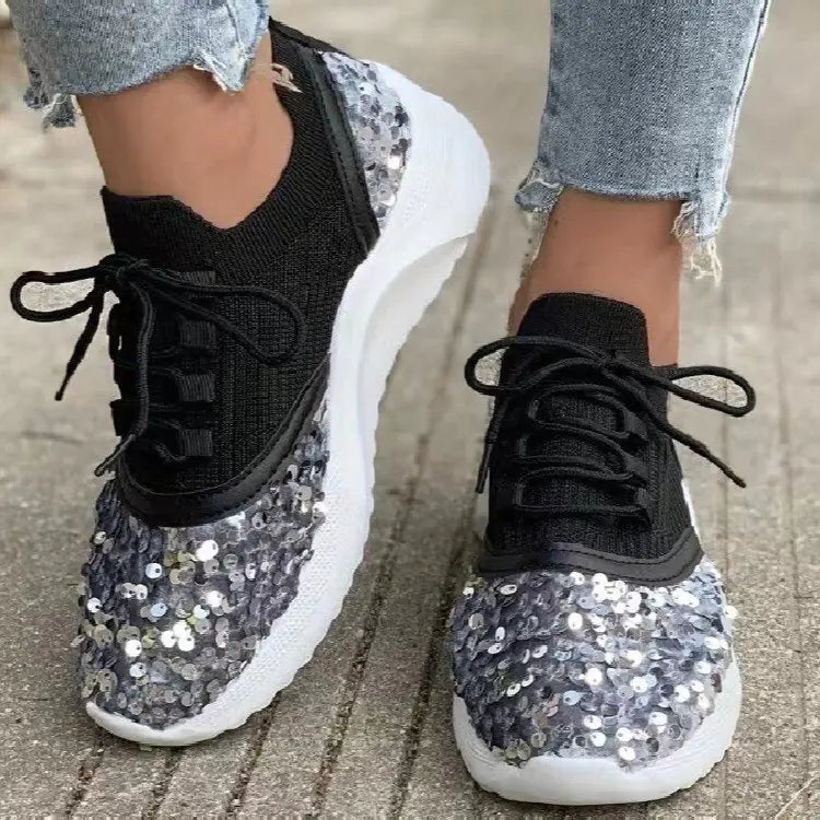 Breathable Color Block Knit Sneakers for Women