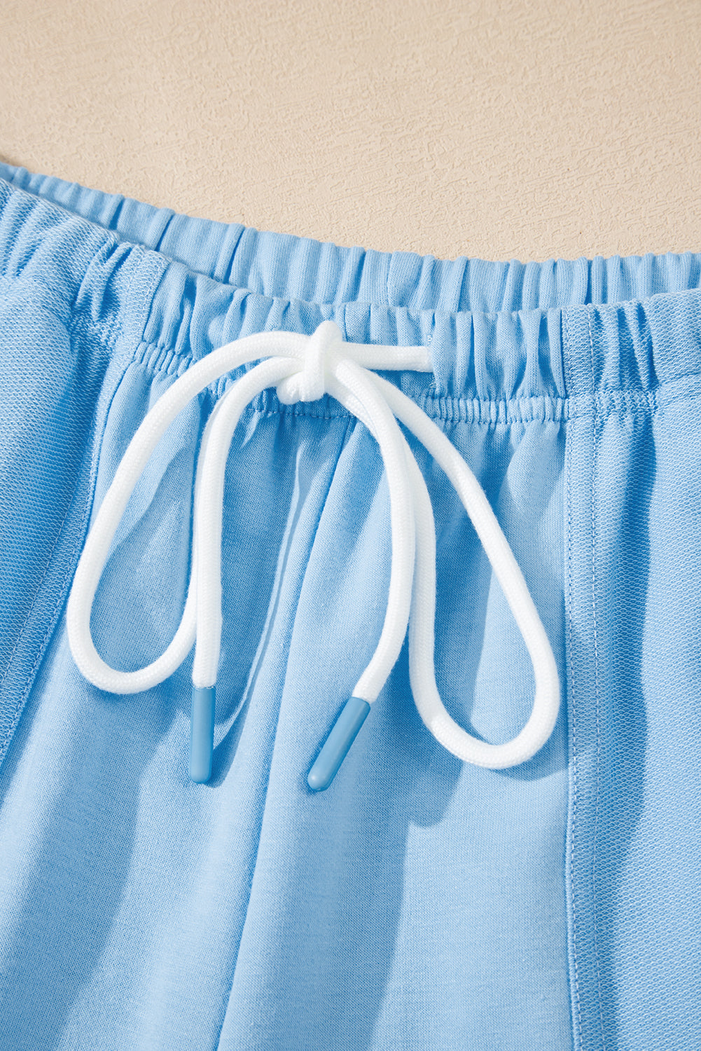 Solid V-Neck Tee and Drawstring Shorts Set