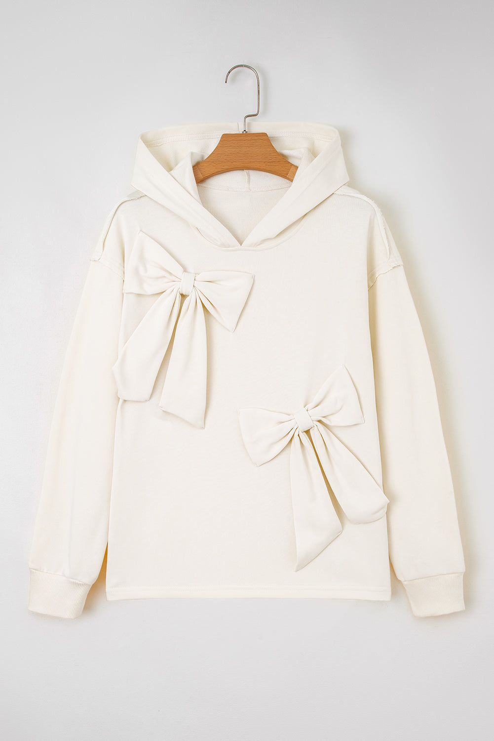 Solid Bow Long Sleeve Hoodie