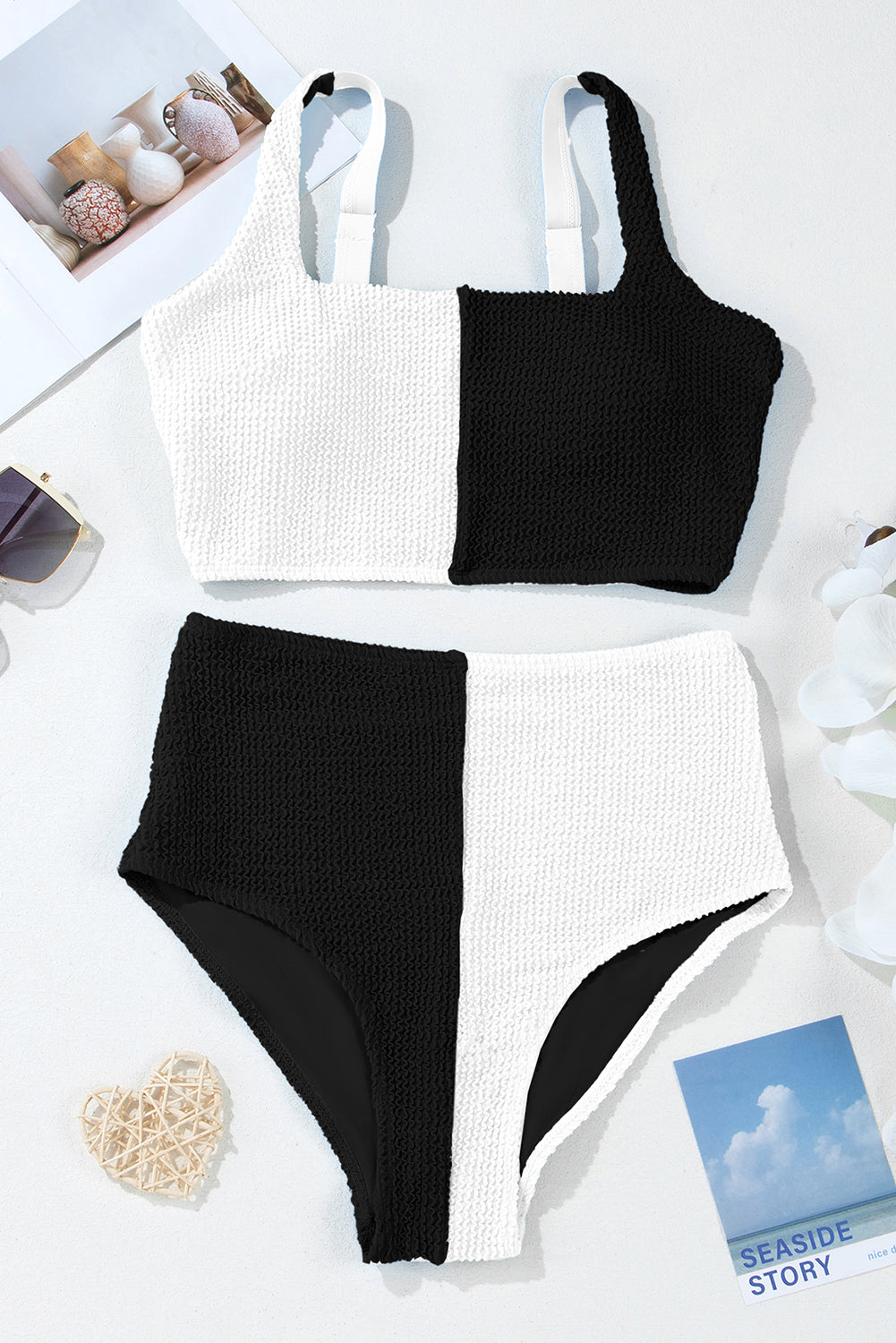 Colorblock Corded Square Neck Bikini Swimsuit