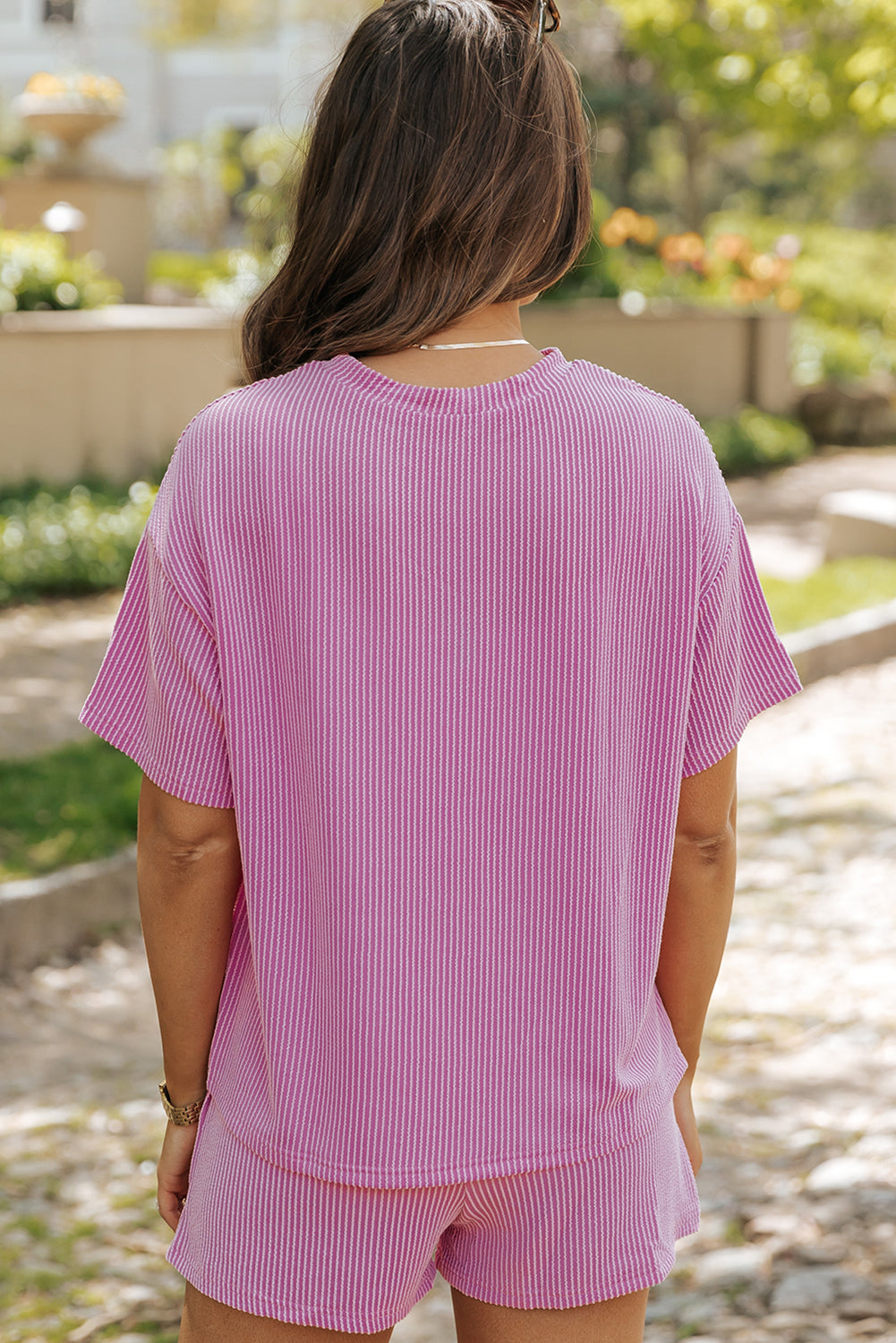 Phalaenopsis Ribbed Sequined Easter Bunny Graphic Tee and Short Set