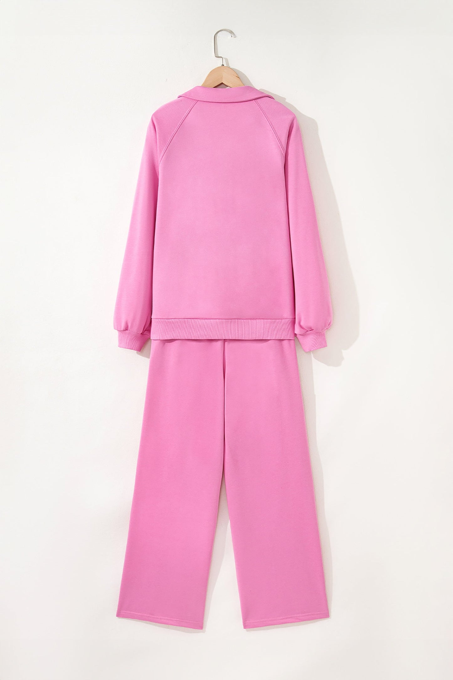 Solid V-Neck Pullover and Drawstring Sweatpants Set