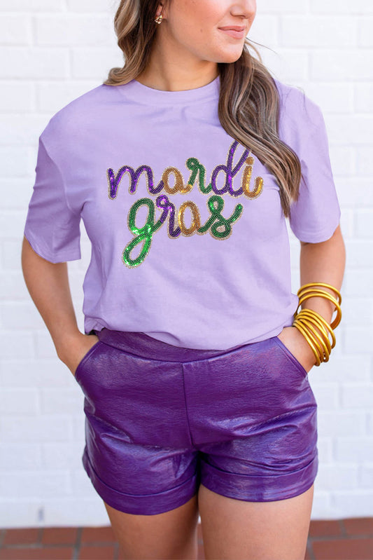 Wisteria Sequin Mardi gras Graphic T Shirt