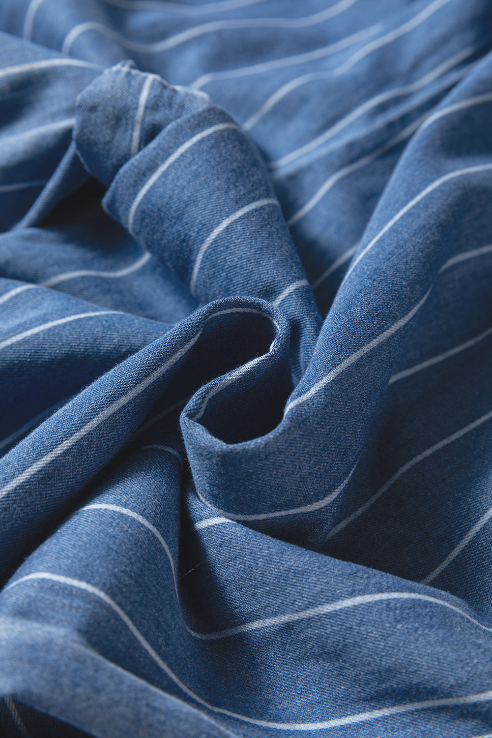 Stripe Chambray Tied Elastic Waist Trousers