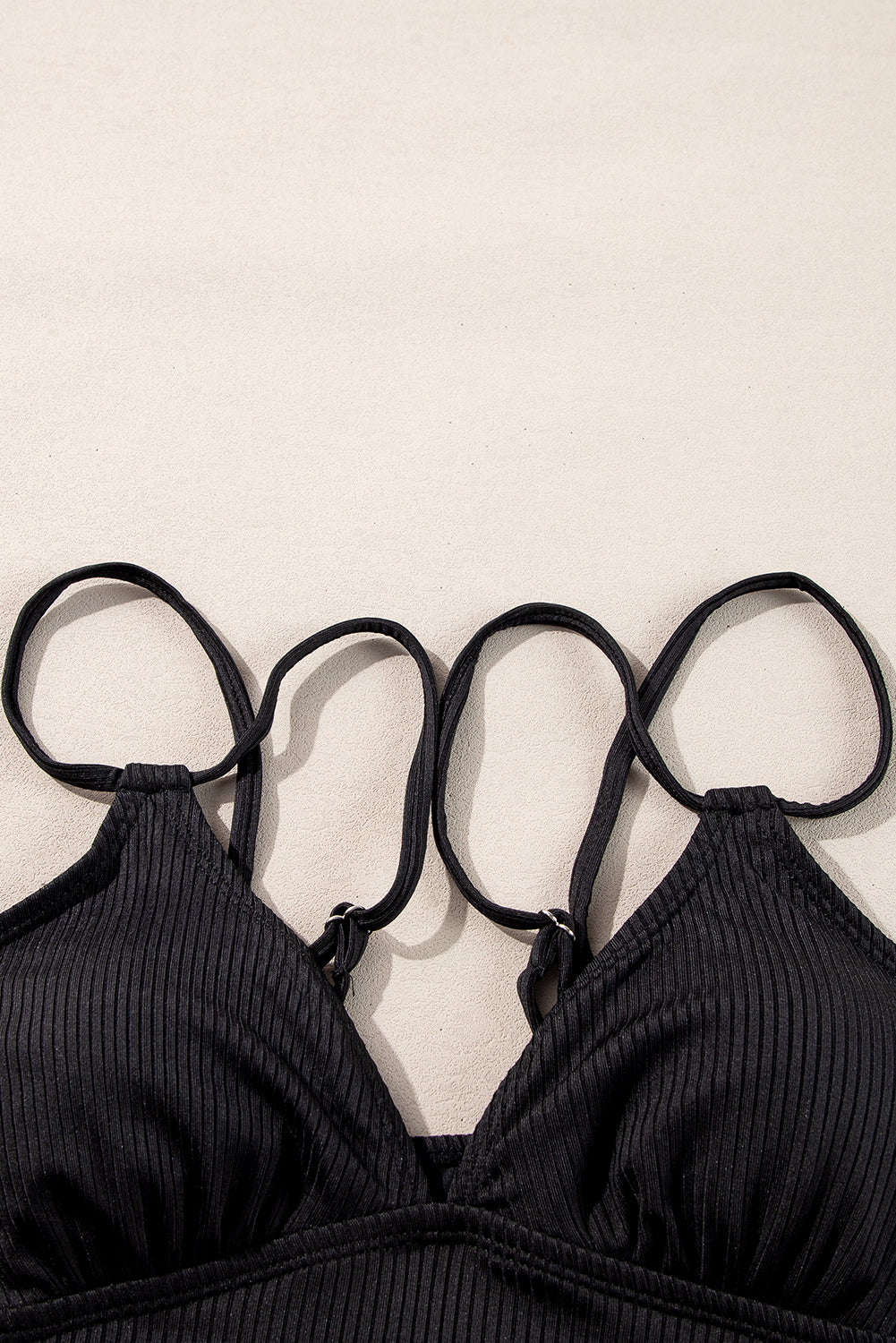 Tropical Colorblock Ribbed High Waist Bikini Swimsuit