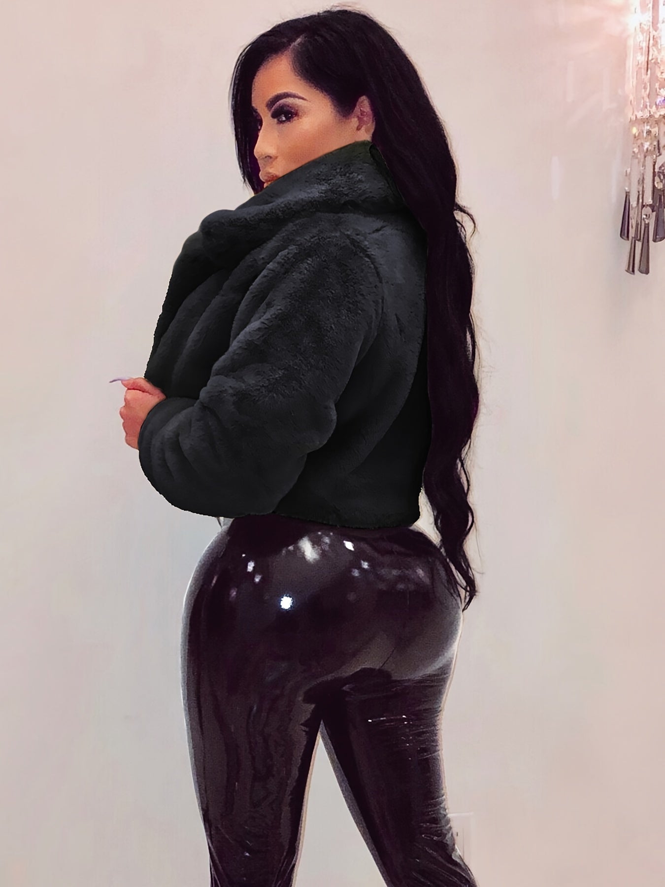 Cozy Chic Faux Fur Collar Cardigan Jacket