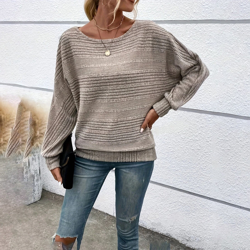 Women’s Textured Round-Neck Long-Sleeve Pullover
