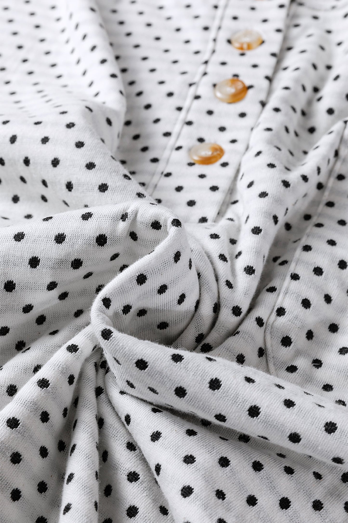 Plus Size Polka Dot Stripe Patchwork Henley Top