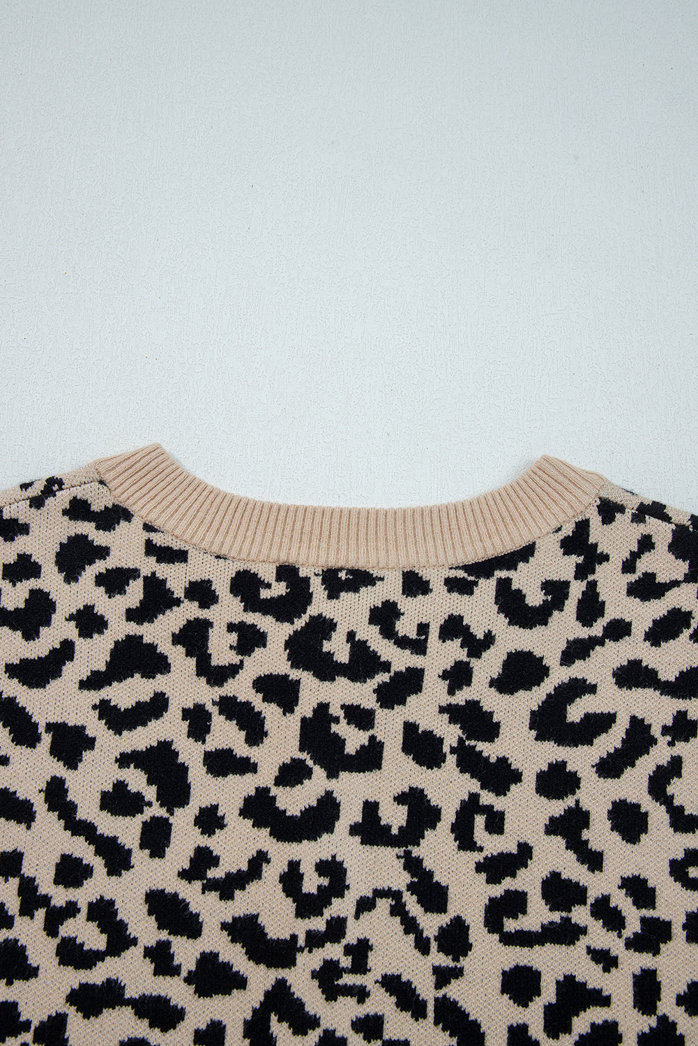 Leopard Drop Shoulder Chunky Cardigan Sweater