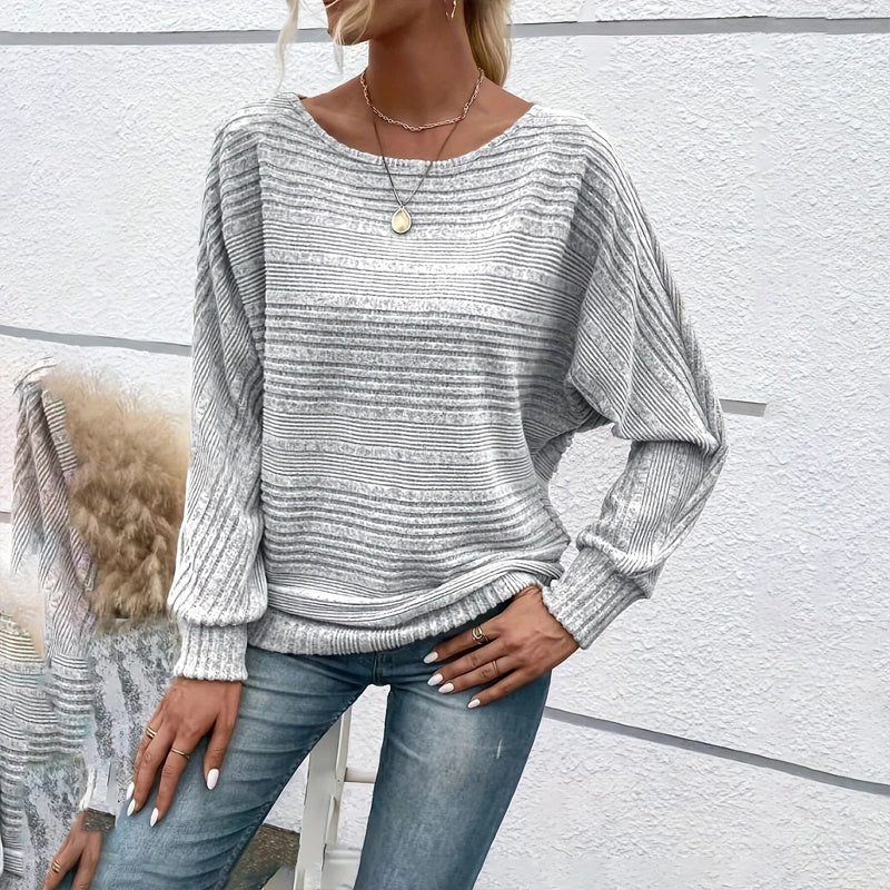 Women’s Textured Round-Neck Long-Sleeve Pullover