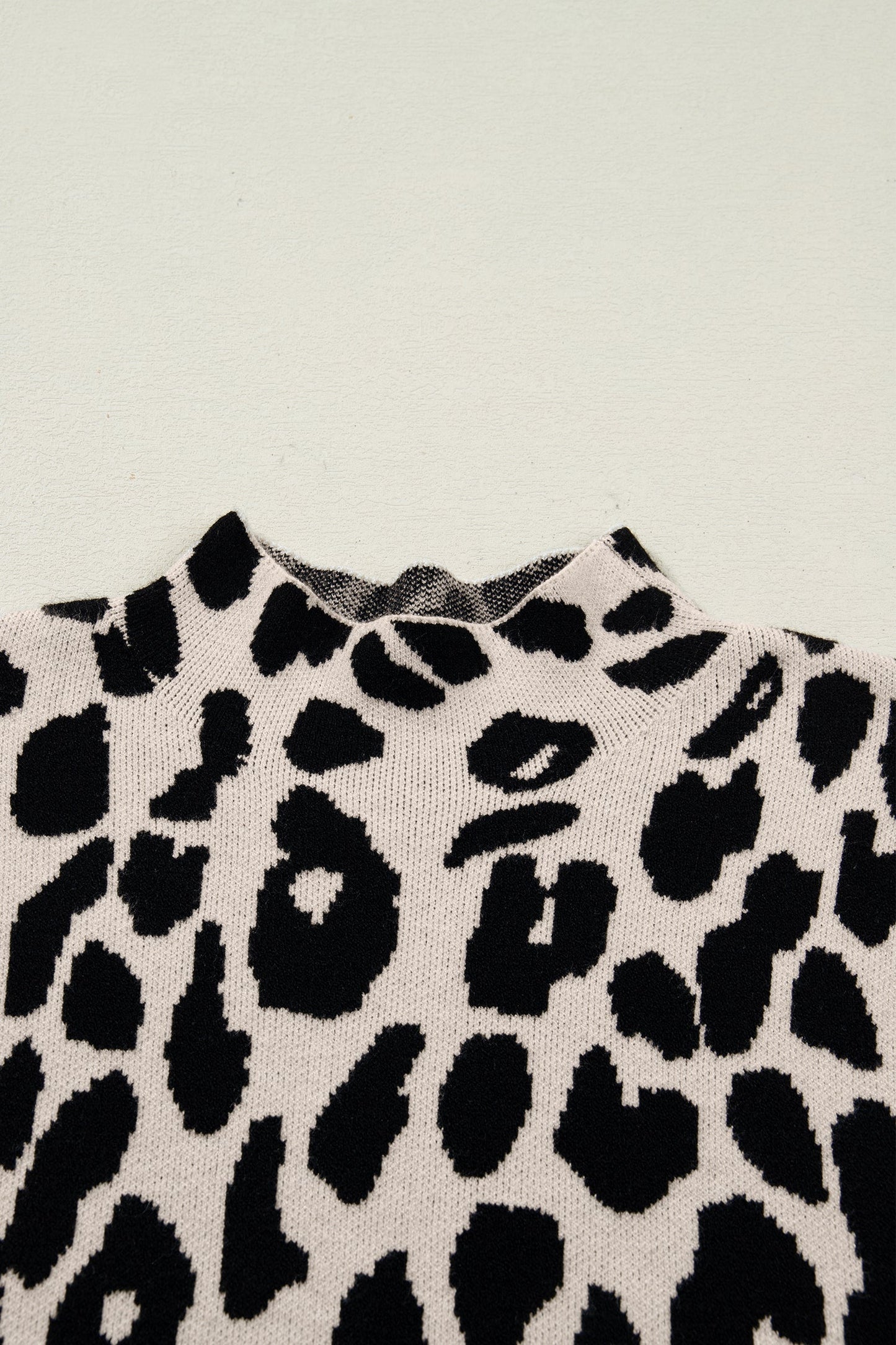 Leopard Mock Neck Short Sleeve Sweater